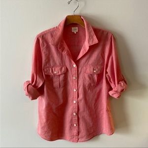 J Crew Salmon Cotton Voile Camp Shirt Size Large